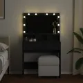 Coiffeuse avec LED noir 80x41x134,5 cm