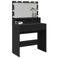 Coiffeuse avec LED noir 80x41x134,5 cm