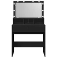Coiffeuse avec LED noir 80x41x134,5 cm