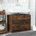 Meuble d'évier chêne fumé 78x37x59 cm bois d'ingénierie
