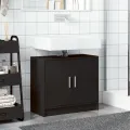 Armoire d'évier noir 63x29x55 cm bois d'ingénierie