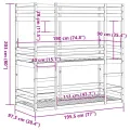 Lit superposé triple sans matelas 90x190 cm bois de pin massif