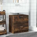 Meuble d'évier chêne fumé 59x37x59 cm bois d'ingénierie