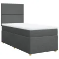 cadre de lit avec matelas Gris foncé 80x200 cm Tissu