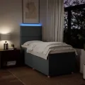cadre de lit avec matelas Gris foncé 80x200 cm Tissu