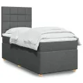 cadre de lit avec matelas Gris foncé 80x200 cm Tissu