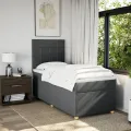 cadre de lit avec matelas Gris foncé 80x200 cm Tissu