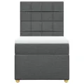 cadre de lit avec matelas Gris foncé 80x200 cm Tissu