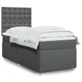 cadre de lit avec matelas Gris foncé 80x200 cm Tissu