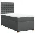 cadre de lit avec matelas Gris foncé 80x200 cm Tissu
