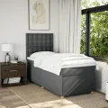 cadre de lit avec matelas Gris foncé 80x200 cm Tissu