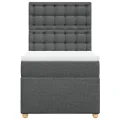 cadre de lit avec matelas Gris foncé 80x200 cm Tissu