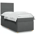 cadre de lit avec matelas Gris foncé 80x200 cm Tissu