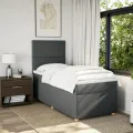 cadre de lit avec matelas Gris foncé 80x200 cm Tissu