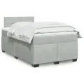 cadre de lit et matelas Gris clair 120x200cm Velours