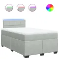 cadre de lit et matelas Gris clair 120x200cm Velours