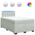 cadre de lit et matelas Gris clair 120x200cm Velours