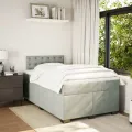 cadre de lit et matelas Gris clair 120x200cm Velours