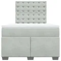 cadre de lit et matelas Gris clair 120x200cm Velours