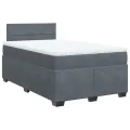 cadre de lit et matelas Gris foncé 120x200cm Velours