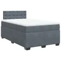 cadre de lit et matelas Gris foncé 120x200cm Velours