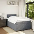 cadre de lit et matelas Gris foncé 120x200cm Velours