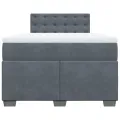 cadre de lit et matelas Gris foncé 120x200cm Velours