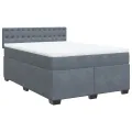 cadre de lit et matelas Gris foncé 140x190cm Velours