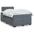 cadre de lit et matelas Gris foncé 120x200cm Velours