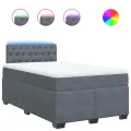 cadre de lit et matelas Gris foncé 120x200cm Velours