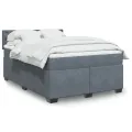 cadre de lit et matelas Gris foncé 140x190cm Velours