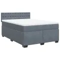 cadre de lit et matelas Gris foncé 140x190cm Velours