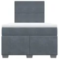 cadre de lit et matelas Gris foncé 120x200cm Velours