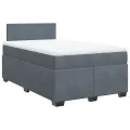 cadre de lit et matelas Gris foncé 120x200cm Velours