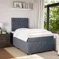 cadre de lit et matelas Gris foncé 120x200cm Velours