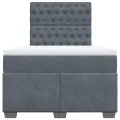 cadre de lit et matelas Gris foncé 120x200cm Velours