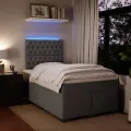 cadre de lit et matelas gris foncé 120x190cm velours