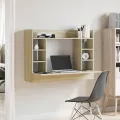Bureau mural chêne sonoma 105x48x75 cm bois d'ingénierie