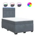 cadre de lit et matelas gris foncé 120x190cm velours