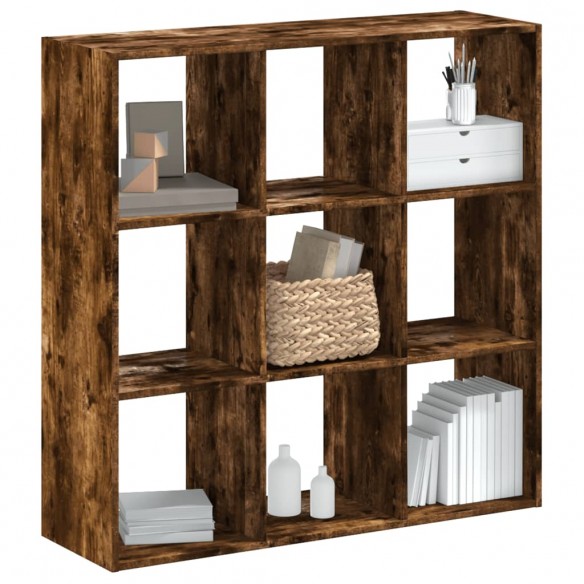 Bibliothèque chêne fumé 102x32x102 cm bois d'ingénierie