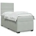 cadre de lit et matelas Gris clair 100x200cm Velours