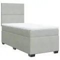 cadre de lit et matelas Gris clair 100x200cm Velours