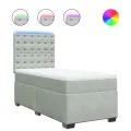 cadre de lit et matelas Gris clair 100x200cm Velours