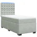 cadre de lit et matelas Gris clair 100x200cm Velours