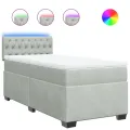 cadre de lit et matelas Gris clair 100x200cm Velours