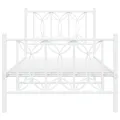 Cadre de lit métal sans matelas avec pied de lit blanc 80x200cm