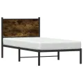 Cadre de lit en métal sans matelas chêne fumé 80x200 cm