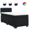 cadre de lit et matelas Noir 80x200 cm Velours