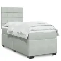 cadre de lit et matelas Gris clair 90x190 cm Velours