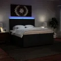 cadre de lit avec matelas Noir 200x200 cm Similicuir